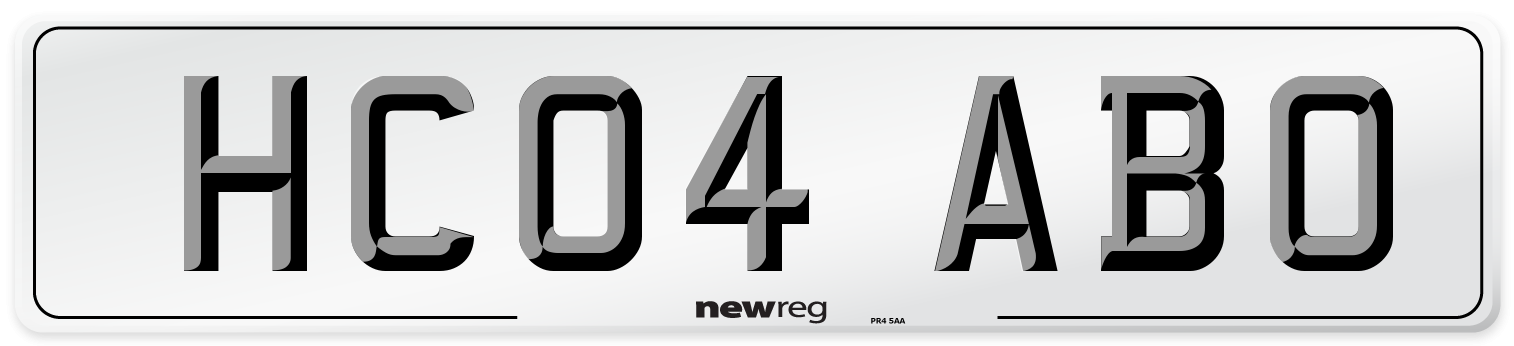 HC04 ABO Number Plate from New Reg